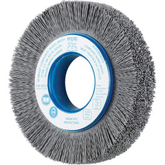 PFERD - Wheel Brushes; Outside Diameter (Inch): 6 ; Wire Type: Crimped; Round ; Fill Material: Nylon; Silicon Carbide ; Trim Length (Inch): 1-1/4 ; Filament Wire Diameter Range: 0.0200-0.0299 ; Maximum RPM: 3600.000 - Exact Tool & Supply