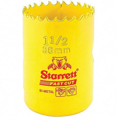 Starrett - 1-1/2" Diam, 1-5/8" Cutting Depth, Hole Saw - High Speed Steel Saw, Toothed Edge - Exact Tool & Supply