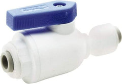 Parker - 3/8 x 1/4" Pipe, Full Port, Polypropylene Valve Union Connector Ball Valve - Bi-Directional, Push-to-Connect x Push-to-Connect Ends, Wedge Handle, 150 WOG - Exact Tool & Supply