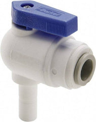 Parker - 1/4 x 3/8" Pipe, Full Port, Polypropylene Valve Tube Elbow Union Ball Valve - Bi-Directional, Tube OD x Stem OD Ends, Wedge Handle, 150 WOG - Exact Tool & Supply