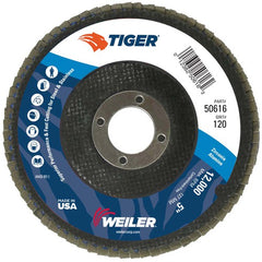 5″ Tiger Disc Abrasive Flap Disc, Angled, Phenolic Backing, 120Z, 7/8″ Arbor Hole - Exact Tool & Supply