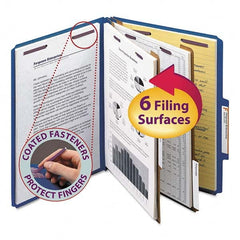 SMEAD - File Folders, Expansion Folders & Hanging Files Folder/File Type: Classification Folders with Tob Tab Fastener Color: Blue - Exact Tool & Supply
