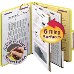 SMEAD - 11-5/8 x 9-1/2", Letter Size, Yellow, Classification Folders with Top Tab Fastener - 23 Point Stock, Right of Center Tab Cut Location - Exact Tool & Supply