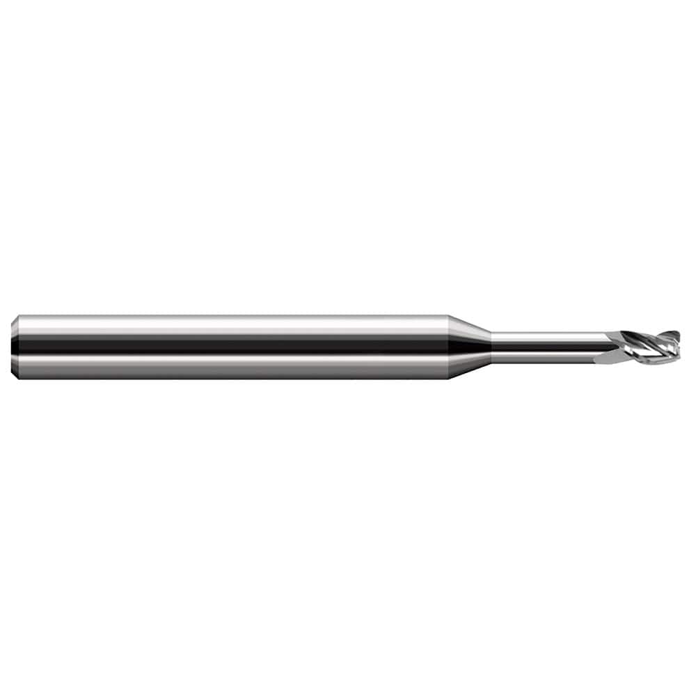 Corner Radius End Mill: 5/16″ Dia, 0.47″ LOC, 1/64″ Radius, 3 Flutes, Solid Carbide 4″ OAL, 5/16″ Shank Dia, 30 ° Helix, Bright/Uncoated, Corner Radius End