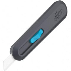 Slice - Nonsparking Ambidextrous Retractable Blade Utility Knife - 2-9/16" Blade Length, Black & Blue, Ceramic Blade, Glass Filled Nylon & Steel Handle - Exact Tool & Supply