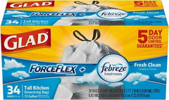 Glad - Pack of (6) 34-Count 13 Gal 0.9 mil Household/Office Trash Bags - Exact Tool & Supply