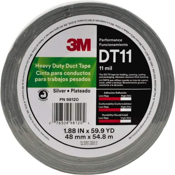 3M - 2" x 32m Black Duct Tape - 17 mil, Rubber Adhesive, Polyethylene Film Backing, Series DT17 - Exact Tool & Supply