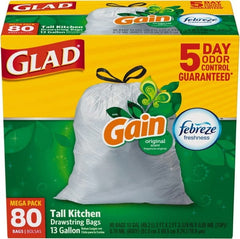 Glad - Pack of (80) 13 Gal 0.95 mil Household/Office Trash Bags - Exact Tool & Supply