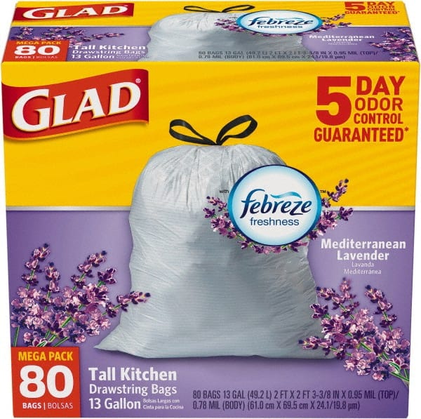 Glad - Pack of (80) 13 Gal 0.95 mil Household/Office Trash Bags - Exact Tool & Supply