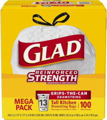 Glad - Pack of (100) 13 Gal 0.95 mil Household/Office Trash Bags - Exact Tool & Supply