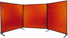 Steiner - 8' Wide x 8' High, 40mm Thickness, Transparent Vinyl Portable Welding Screen - Orange - Exact Tool & Supply