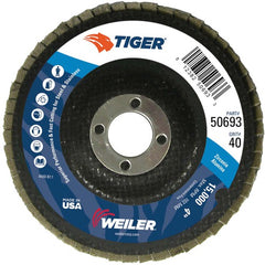 4″ Tiger Disc Abrasive Flap Disc, Flat, Phenolic Backing, 40Z, 5/8″ Arbor Hole - Exact Tool & Supply