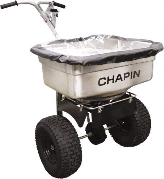 Chapin - 100 Lb Stainless Steel Walk Behind Broadcast Landscape Spreader - 14" Pneumatic Wheels - Exact Tool & Supply