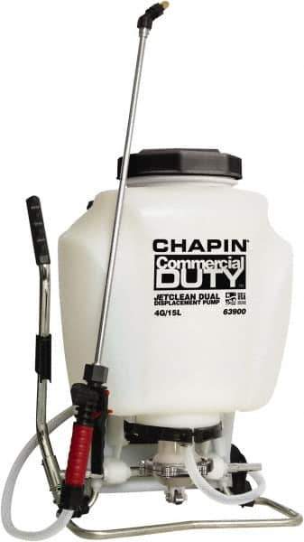 Chapin - 4 Gal Chemical Safe Garden Backpack Sprayer - Use with Cleaners/Degreasers, Polyethylene Tank, Wide Mouth, Reinforced Hose - Exact Tool & Supply