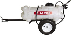 Chapin - 15 Gal Tow Behind Sprayer - Polyethylene Tank, 15' Reinforced Hose with Brass Wand - Exact Tool & Supply