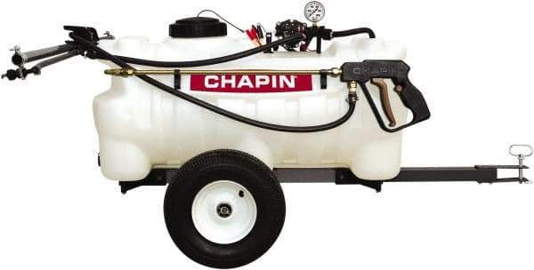 Chapin - 25 Gal Tow Behind Sprayer - Polyethylene Tank, 15' Reinforced Hose with Brass Wand - Exact Tool & Supply
