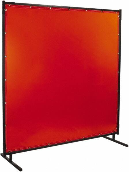 Steiner - 8' Wide x 8' High, 40mm Thickness, Transparent Vinyl Portable Welding Screen - Orange - Exact Tool & Supply