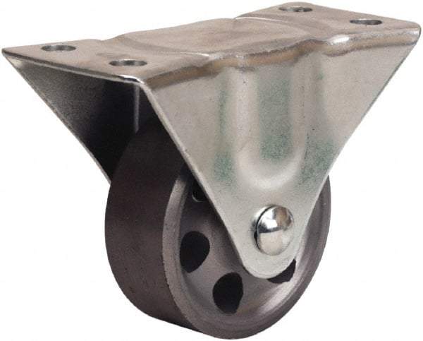 Hamilton - 2-1/2" Diam x 1" Wide x 3-1/4" OAH Top Plate Mount Rigid Caster - Cast Iron, 200 Lb Capacity, Plain Bore Bearing, 2-1/4 x 4-1/2" Plate - Exact Tool & Supply