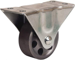 Hamilton - 2-1/2" Diam x 1" Wide x 3-1/4" OAH Top Plate Mount Rigid Caster - Cast Iron, 200 Lb Capacity, Plain Bore Bearing, 2-1/4 x 4-1/2" Plate - Exact Tool & Supply