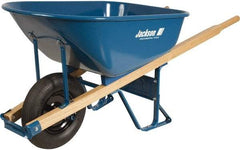 Jackson Professional Tools - 6 Cu Ft Capacity Wheelbarrow with 16" Pneumatic Wheel - Wood Handle, 58-3/4" Long x 25-1/2" Wide x 27" High, Blue - Exact Tool & Supply