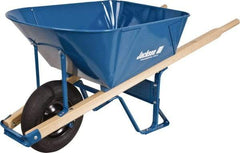 Jackson Professional Tools - 6 Cu Ft Capacity Wheelbarrow with 16" Pneumatic Wheel - Wood Handle, 58-1/2" Long x 26-3/4" Wide x 27" High, Blue - Exact Tool & Supply