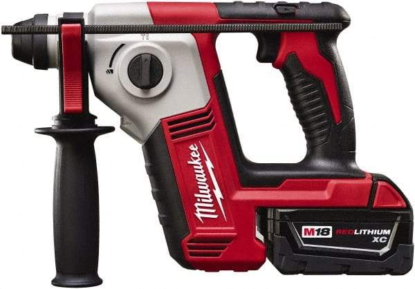 Milwaukee Tool - 18 Volt SDS Plus Chuck Cordless Rotary Hammer - 0 to 7,000 BPM, 0 to 1,300 RPM, Reversible - Exact Tool & Supply