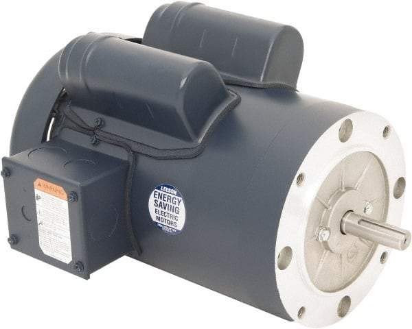 Leeson - 1-1/2 Max hp, 1,800 Max RPM, Grain Stirring Electric AC DC Motor - 115/208-230 V Input, Single Phase, 56HZ Frame, 7/8" Shaft Diam, Rigid Base Mount, TEFC Enclosure - Exact Tool & Supply