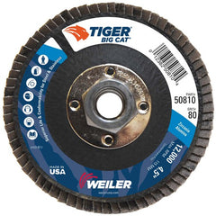 4-1/2″ Big Cat Abrasive Flap Disc, Flat, Phenolic Backing, 80Z, 5/8″-11 UNC Nut - Exact Tool & Supply