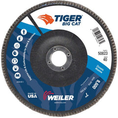 7″ Big Cat Abrasive Flap Disc, Flat, Phenolic Backing, 40Z, 7/8″ Arbor Hole - Exact Tool & Supply