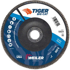 7″ Big Cat Abrasive Flap Disc, Flat, Phenolic Backing, 60Z, 7/8″ Arbor Hole - Exact Tool & Supply