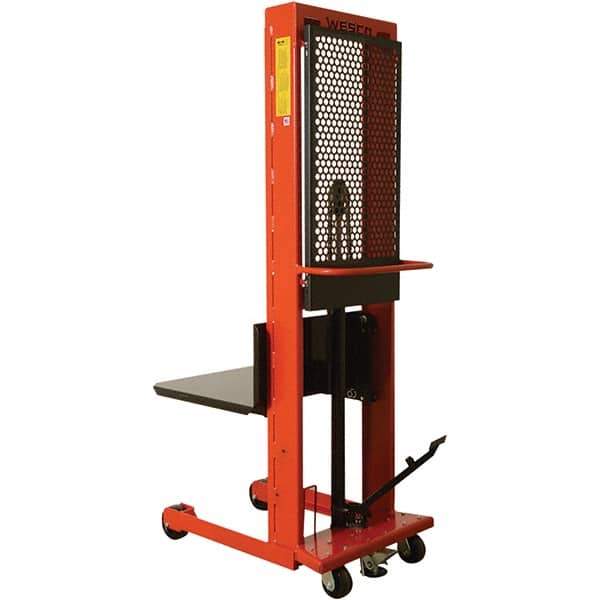Wesco Industrial Products - 1,000 Lb Capacity, 60" Lift Height, Steel Stacker Manually Operated Lift - Exact Tool & Supply
