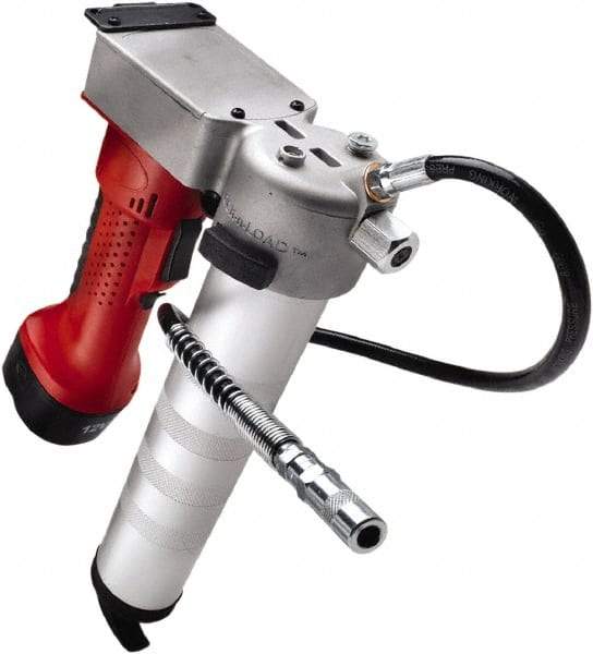 Legacy - 6,000 Max psi, Flexible Battery-Operated Grease Gun - 14 oz Capacity, 1/8 Thread Outlet, Bulk, Filler Pump & Cartridge Fill - Exact Tool & Supply