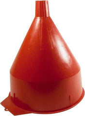 Funnel King - 6 Qt Capacity Polyethylene Funnel - 8-1/4" Mouth OD, 1-5/16" Tip OD, 1-5/8" Straight Spout, Red - Exact Tool & Supply
