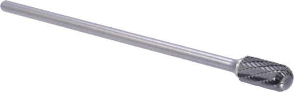 M.A. Ford - 1/2" Cut Diam, 1/4" Shank Diam, Cylinder with Radius Head Double Cut Burr - Carbide, Radius End, 1" LOC, 7" OAL - Exact Tool & Supply