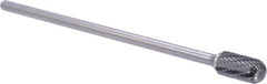 M.A. Ford - 1/2" Cut Diam, 1/4" Shank Diam, Cylinder with Radius Head Double Cut Burr - Carbide, Radius End, 1" LOC, 7" OAL - Exact Tool & Supply