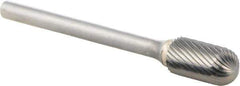 M.A. Ford - 1/4" Cut Diam, 1/8" Shank Diam, Cylinder with Radius Head Double Cut Burr - Carbide, Radius End, 1/2" LOC, 2" OAL - Exact Tool & Supply