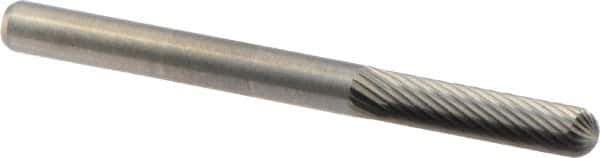M.A. Ford - 1/8" Cut Diam, 1/8" Shank Diam, Cylinder with Radius Head Fine Cut Burr - Carbide, Radius End, 9/16" LOC, 1-1/2" OAL - Exact Tool & Supply