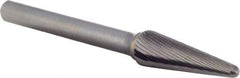 M.A. Ford - 3/8" Cut Diam, 1/4" Shank Diam, Taper Head Double Cut Burr - Carbide, Radius End, 1-1/8" LOC, 3-3/16" OAL - Exact Tool & Supply