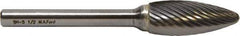 M.A. Ford - 1/8" Cut Diam, 1/8" Shank Diam, Flame Head Fine Cut Burr - Carbide, Radius End, 1/4" LOC, 3" OAL - Exact Tool & Supply
