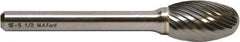 M.A. Ford - 6mm Cut Diam, 6mm Shank Diam, Oval Head Single Cut Burr - Carbide, Radius End, 9.5mm LOC, 50mm OAL - Exact Tool & Supply