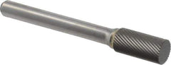M.A. Ford - 3/8" Cut Diam, 1/4" Shank Diam, Cylinder Head Double Cut Burr - Carbide, Flat End, 3/4" LOC, 2-3/4" OAL - Exact Tool & Supply