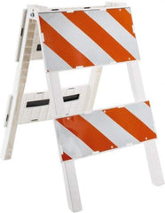 PRO-SAFE - 24 Inch Wide x 45-1/2 Inch High, Reflective, Plastic Type II Barricade - 14 Lbs., 12 Inch High x 24 Inch Wide Top Panel, White and Orange - Exact Tool & Supply