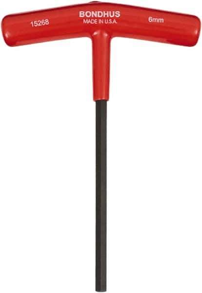 Bondhus - 6mm Hex, T-Handle Cushion Grip, Hex Key - 6" OAL, Protanium High Torque Steel, Metric System of Measurement - Exact Tool & Supply