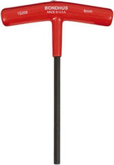 Bondhus - 6mm Hex, T-Handle Cushion Grip, Hex Key - 6" OAL, Protanium High Torque Steel, Metric System of Measurement - Exact Tool & Supply