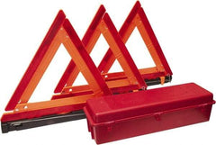 PRO-SAFE - 4 Piece, Highway Triangle Safety Kit - 3 Reflective Triangles, Case - Exact Tool & Supply