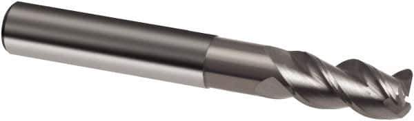 Guhring - 5/16", 7/16" LOC, 5/16" Shank Diam, 3" OAL, 3 Flute, Solid Carbide Square End Mill - Single End, Super-A Finish, Spiral Flute, 45° Helix, Right Hand Cut, Right Hand Flute, Series 3877 - Exact Tool & Supply