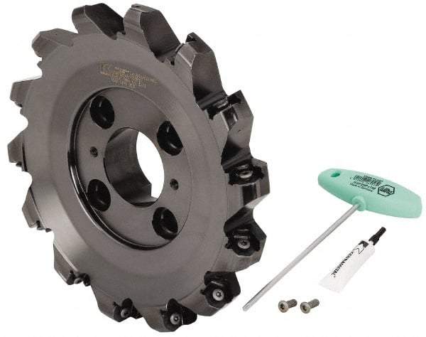 Kennametal - 10" Cut Diam, 2-1/2" Arbor Hole, 8mm Max Depth of Cut, 45° Indexable Chamfer & Angle Face Mill - 14 Inserts, HNPJ 1307... Insert, Right Hand Cut, 14 Flutes, Through Coolant, Series Dodeka Max - Exact Tool & Supply