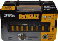 DeWALT - 10 Piece 3/8" Drive Thin Wall Deep Impact Socket Set - 6 Points, 5/16 to 3/4", Inch Measurement Standard - Exact Tool & Supply