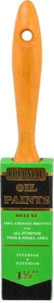 Premier Paint Roller - 1-1/2" Flat Hog Varnish Brush - 2-1/4" Bristle Length, 6-1/2" Wood Handle - Exact Tool & Supply