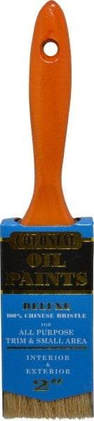Premier Paint Roller - 2" Flat Hog Varnish Brush - 2-1/2" Bristle Length, 7" Wood Handle - Exact Tool & Supply